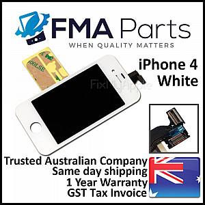 LCD Touch Screen Digitizer Assembly - White [Refurbished] (With Adhesive) for iPhone 4